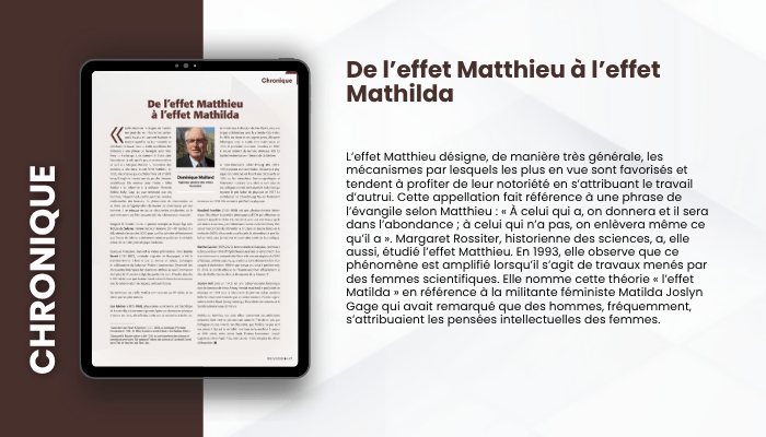 Lire la suite à propos de l’article CHRONIQUE – De l’effet Mathieu à l’effet Mathilda