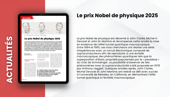Lire la suite à propos de l’article ACTUALITES – Le prix Nobel de physique 2025