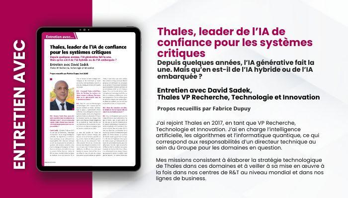 Lire la suite à propos de l’article ENTRETIEN AVEC – David Sadek, Thales VP Recherche, Technologie et Innovation